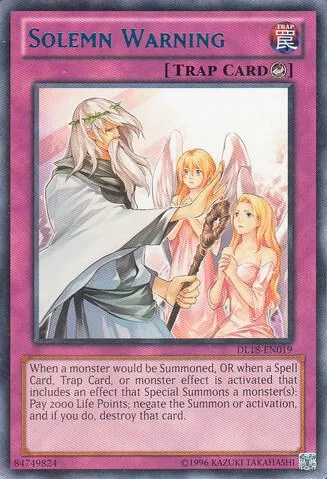 Solemn Warning Blue DL18-EN019 Yu-Gi-Oh card from Duelist League Promo