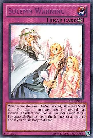 Solemn Warning Purple DL18-EN019 Yu-Gi-Oh card from Duelist League Promo