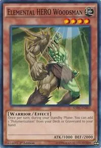 Elemental HERO Woodsman SDHS-EN003 Unlimited Yu-Gi-Oh card from Structure Deck: HERO Strike