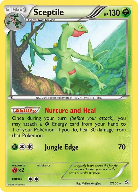 Sceptile #8/160 Reverse Holofoil Pokémon card from XY - Primal Clash