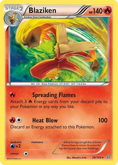 Blaziken #28/160 Holofoil Pokémon card from XY - Primal Clash