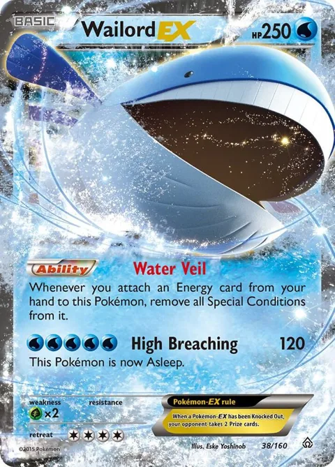 Wailord EX #38/160 Holofoil Pokémon card from XY - Primal Clash