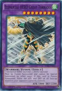 Elemental HERO Great Tornado SDHS-EN045 1st Edition Yu-Gi-Oh card from Structure Deck: HERO Strike