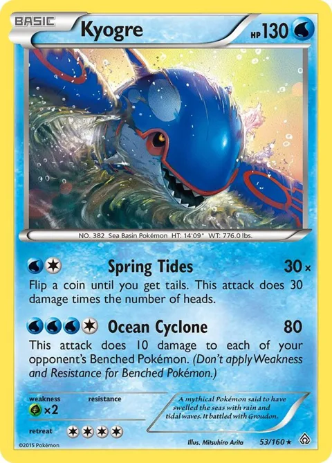 Kyogre #53/160 Reverse Holofoil Pokémon card from XY - Primal Clash