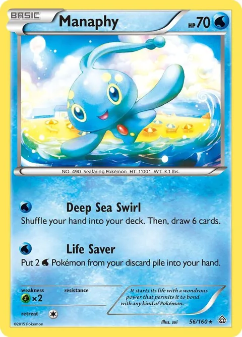 Manaphy #56/160 Reverse Holofoil Pokémon card from XY - Primal Clash