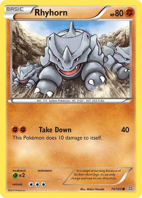 Rhyhorn #74/160 Reverse Holofoil Pokémon card from XY - Primal Clash