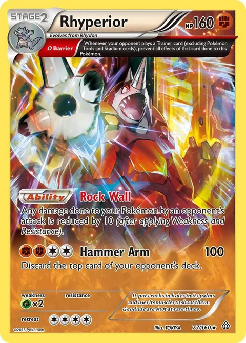 Rhyperior Omega #77/160 Reverse Holofoil Pokémon card from XY - Primal Clash