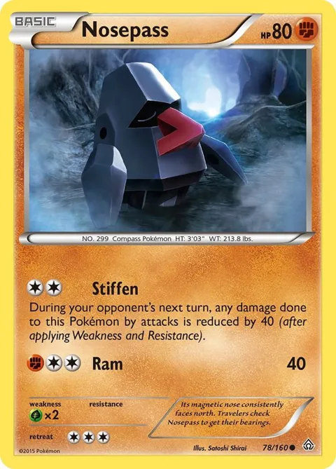 Nosepass #78/160 Reverse Holofoil Pokémon card from XY - Primal Clash