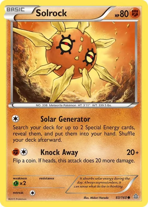Solrock #83/160 Reverse Holofoil Pokémon card from XY - Primal Clash