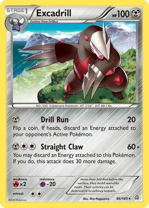Excadrill #96/160 Reverse Holofoil Pokémon card from XY - Primal Clash