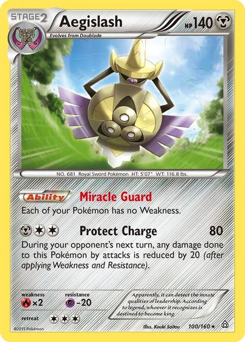 Aegislash #100/160 Holofoil Pokémon card from XY - Primal Clash