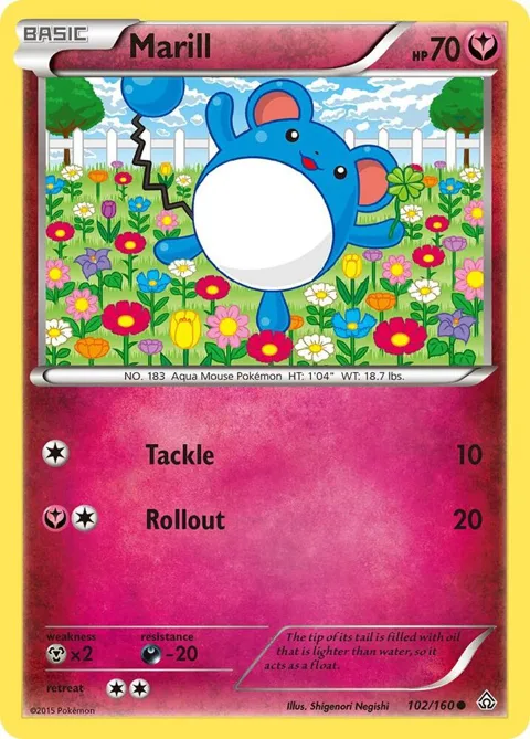 Marill #102/160 Pokémon card from XY - Primal Clash