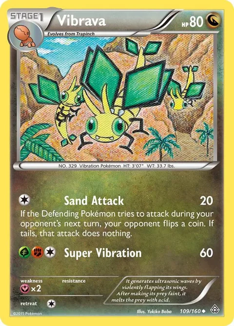 Vibrava #109/160 Reverse Holofoil Pokémon card from XY - Primal Clash