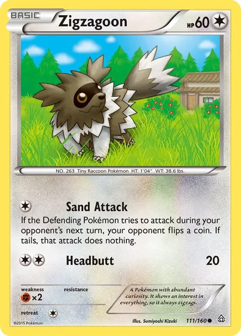 Zigzagoon #111/160 Reverse Holofoil Pokémon card from XY - Primal Clash