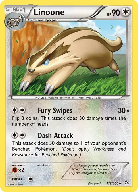 Linoone #112/160 Pokémon card from XY - Primal Clash