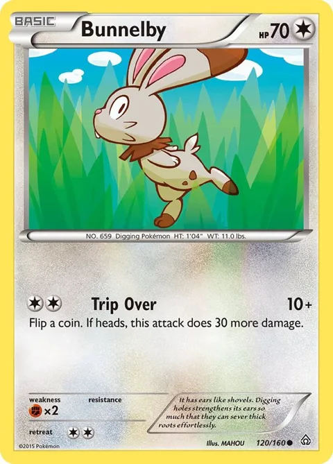 Bunnelby #120/160 Reverse Holofoil Pokémon card from XY - Primal Clash