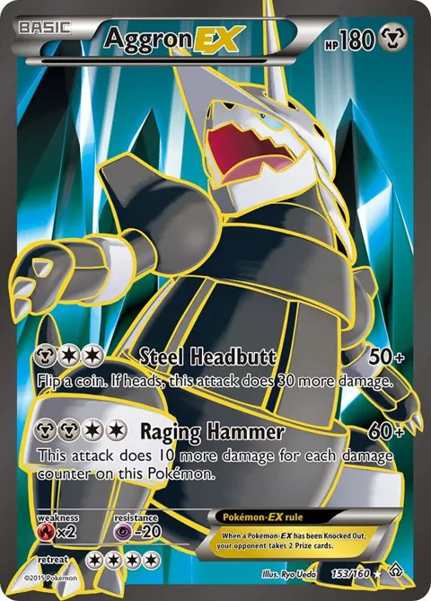 Aggron EX 153 Full Art #153/160 Holofoil Pokémon card from XY - Primal Clash