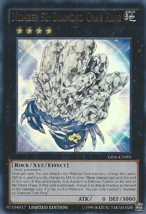 Number 52: Diamond Crab King YZ06-EN001 Yu-Gi-Oh card from Yu-Gi-Oh! ZEXAL Manga Promotional Cards