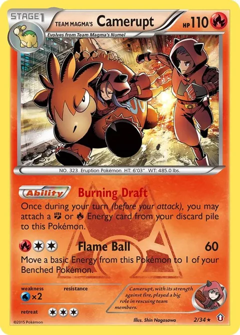 Team Magma's Camerupt #2/34 Holofoil Pokémon card from Double Crisis