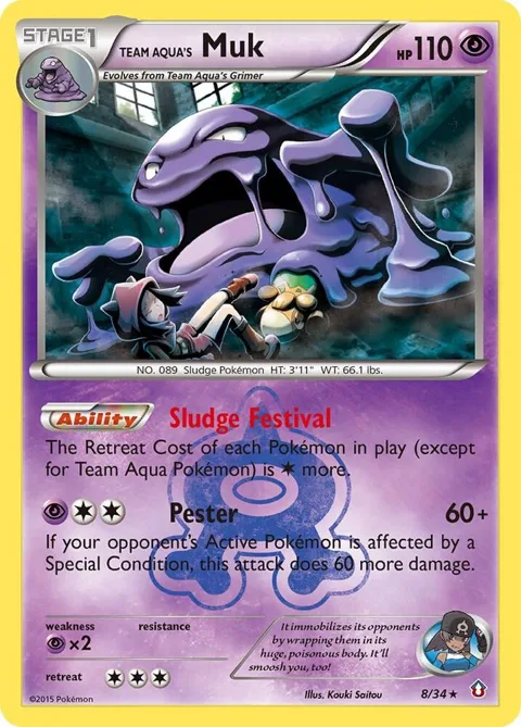 Team Aqua's Muk #8/34 Reverse Holofoil Pokémon card from Double Crisis
