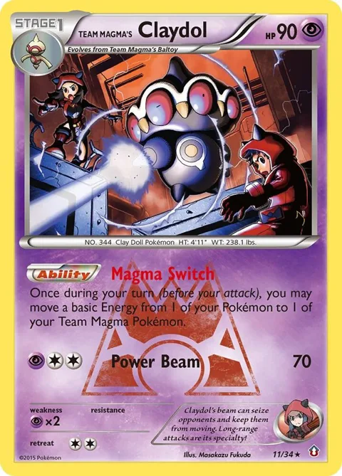 Team Magma's Claydol #11/34 Reverse Holofoil Pokémon card from Double Crisis