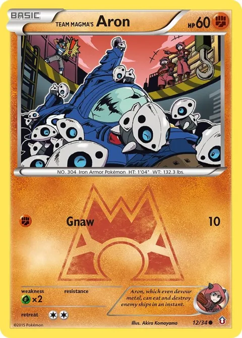 Team Magma's Aron #12/34 Reverse Holofoil Pokémon card from Double Crisis