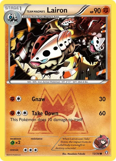 Team Magma's Lairon #13/34 Pokémon card from Double Crisis