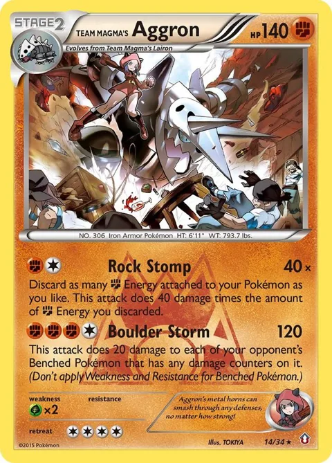 Team Magma's Aggron #14/34 Holofoil Pokémon card from Double Crisis