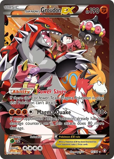 Team Magma's Groudon EX #15/34 Holofoil Pokémon card from Double Crisis