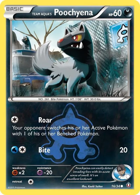 Team Aqua's Poochyena #16/34 Pokémon card from Double Crisis