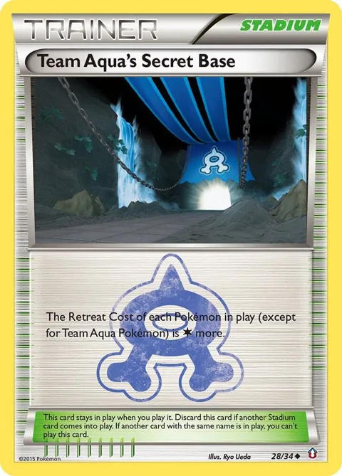 Team Aqua's Secret Base #28/34 Pokémon card from Double Crisis
