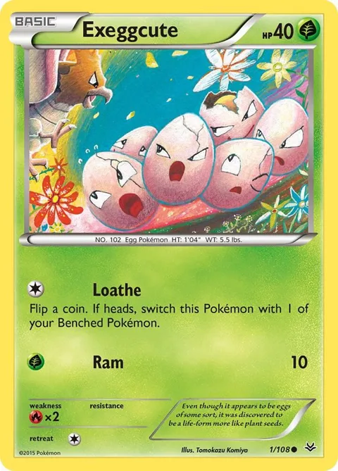 Exeggcute #1/108 Reverse Holofoil Pokémon card from XY - Roaring Skies