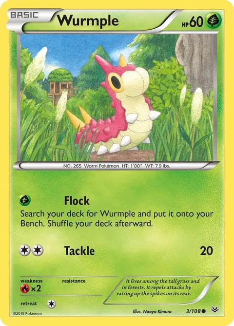 Wurmple #3/108 Pokémon card from XY - Roaring Skies