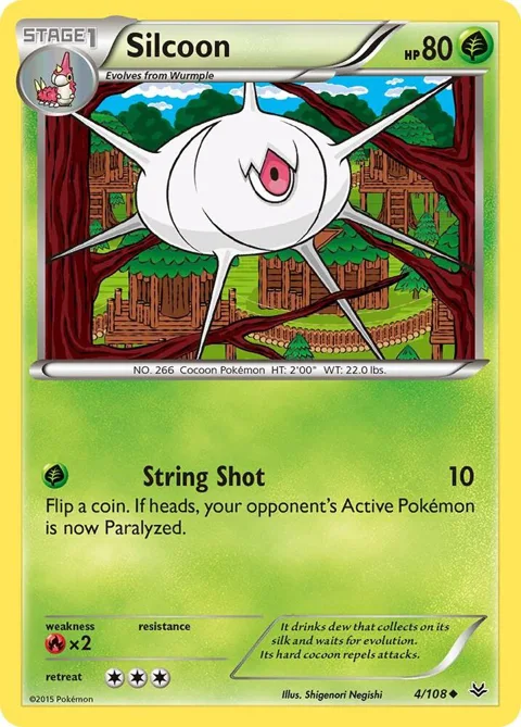 Silcoon #4/108 Pokémon card from XY - Roaring Skies
