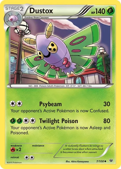 Dustox 7 #7/108 Pokémon card from XY - Roaring Skies