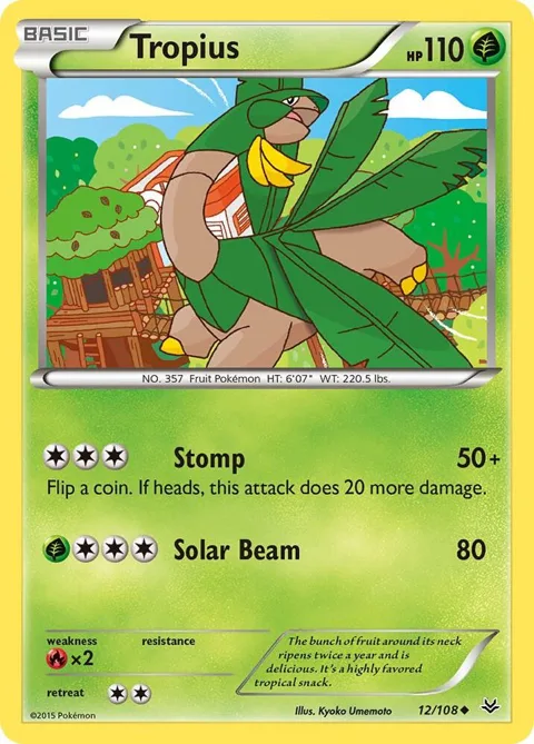 Tropius #12/108 Reverse Holofoil Pokémon card from XY - Roaring Skies