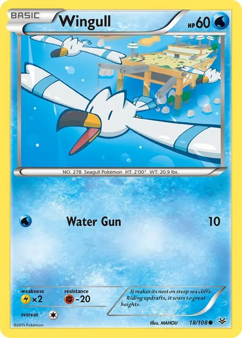 Wingull #18/108 Pokémon card from XY - Roaring Skies