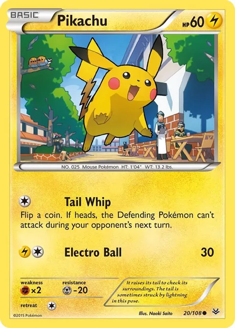 Pikachu #20/108 Pokémon card from XY - Roaring Skies