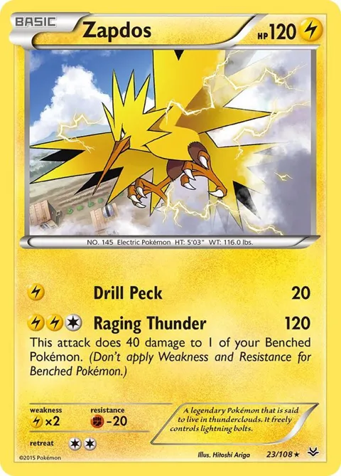 Zapdos #23/108 Pokémon card from XY - Roaring Skies