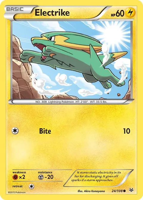 Electrike #24/108 Reverse Holofoil Pokémon card from XY - Roaring Skies