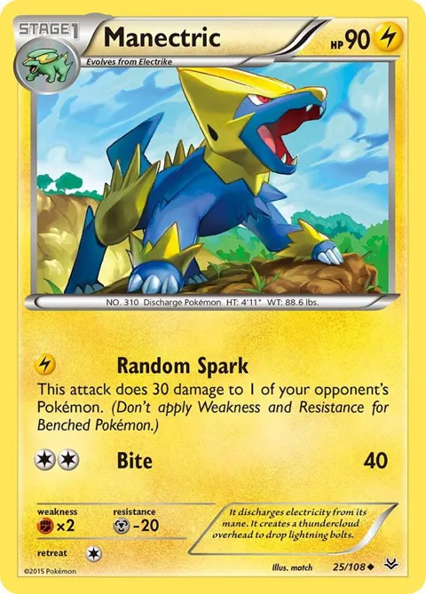 Manectric #25/108 Reverse Holofoil Pokémon card from XY - Roaring Skies