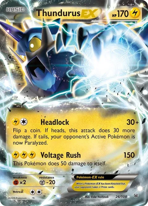 Thundurus EX #26/108 Holofoil Pokémon card from XY - Roaring Skies