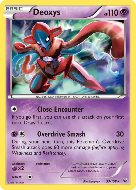 Deoxys #33/108 Reverse Holofoil Pokémon card from XY - Roaring Skies