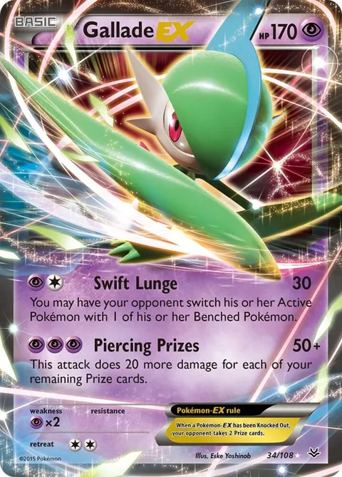 Gallade EX #34/108 Holofoil Pokémon card from XY - Roaring Skies