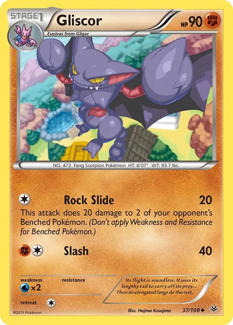Gliscor #37/108 Reverse Holofoil Pokémon card from XY - Roaring Skies