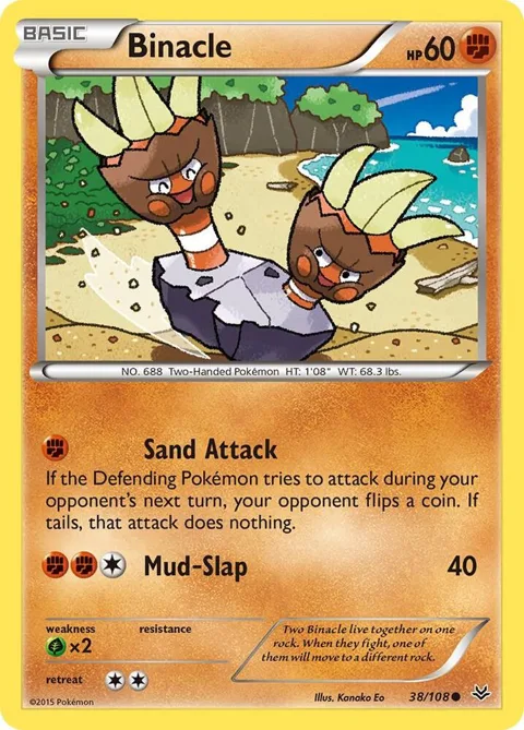 Binacle #38/108 Pokémon card from XY - Roaring Skies