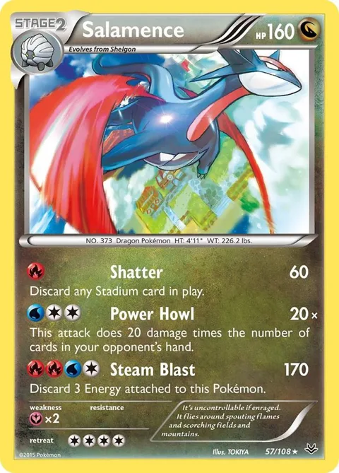 Salamence #57/108 Holofoil Pokémon card from XY - Roaring Skies