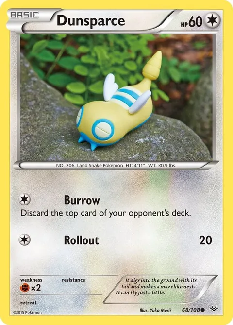 Dunsparce #68/108 Reverse Holofoil Pokémon card from XY - Roaring Skies