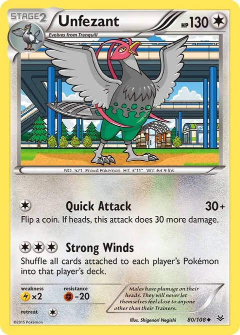 Unfezant 80 #80/108 Pokémon card from XY - Roaring Skies