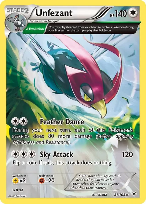 Unfezant 81 Delta #81/108 Pokémon card from XY - Roaring Skies